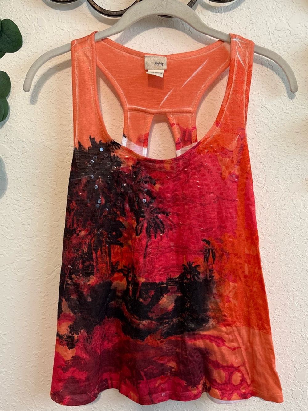 Y2K Tropical Palm Tree Sequined Tank Top✨